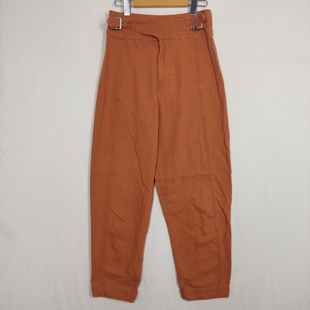 Urban Outfitters Rust Orange Double Buckle High Waist Cotton Canvas Pants Size 0
